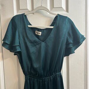 Show Me Your MuMu Michelle Flutter-Sleeved Maxi Dress Emerald- Sz M.